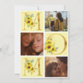 Boho bloemenletters moeder drie foto's Moederdag Feestdagenkaart (Voorkant)