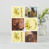 Boho bloemenletters moeder drie foto's Moederdag Feestdagenkaart (Staand voorkant)