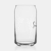 Boho Bloemenlijn Tekening Naam Blikvorm Glas (Rechts)