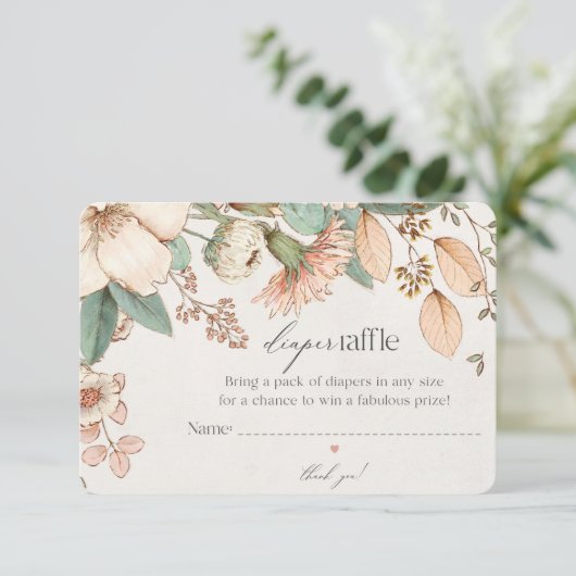 Boho Bloemenluier Raffle baby Uitnodigingsinsert Informatiekaartje (Staand voorkant)