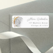 Boho bloemenmaan moderne waterverven etiket