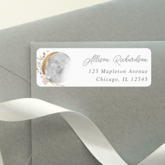 Boho bloemenmaan moderne waterverven etiket