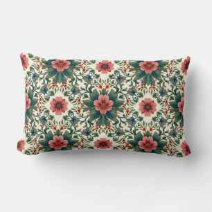 Boho Bloemenmagie - in tinten groen en roze Kussen