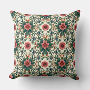 Boho Bloemenmagie - in tinten groen en roze Kussen