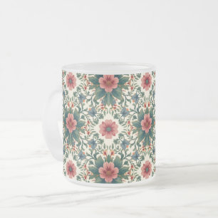 Boho Bloemenmagie - in tinten groen en roze Matglas Koffiemok