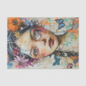 BOHO BLOEMENMEISJE DECOUPAGE TISSUEPAPIER (Voorkant)