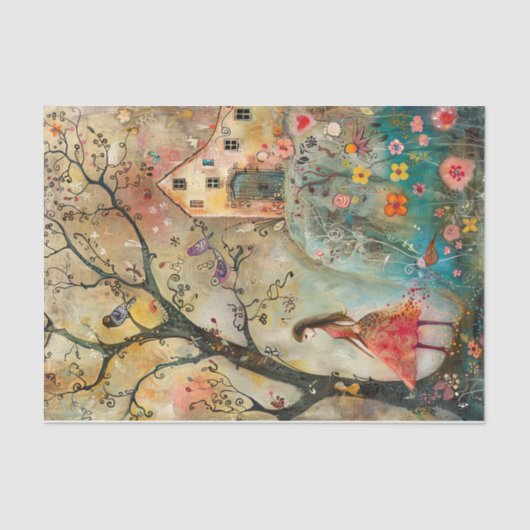 BOHO BLOEMENMEISJE DECOUPAGE TISSUEPAPIER (Voorkant)