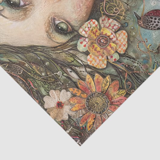 BOHO BLOEMENMEISJE DECOUPAGE TISSUEPAPIER (Detail)