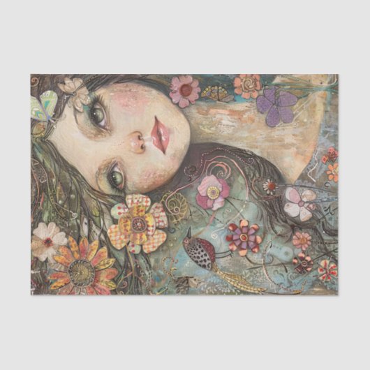 BOHO BLOEMENMEISJE DECOUPAGE TISSUEPAPIER (Voorkant)