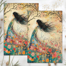 BOHO BLOEMENMEISJE DECOUPAGE