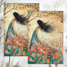 BOHO BLOEMENMEISJE DECOUPAGE TISSUEPAPIER