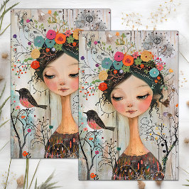 BOHO BLOEMENMEISJE DECOUPAGE TISSUEPAPIER