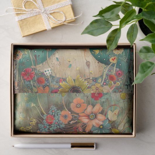 BOHO BLOEMENMEISJE DECOUPAGE TISSUEPAPIER (Geschenk)