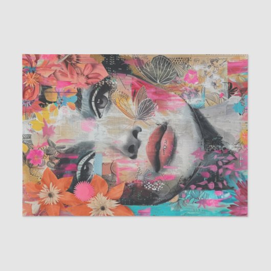 BOHO BLOEMENMEISJE DECOUPAGE TISSUEPAPIER (Voorkant)