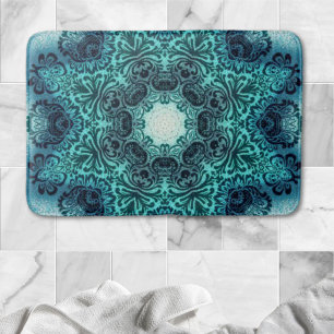 Boho bloemenpaisley turquoise blauwgroen mandala d badmat