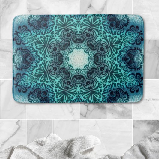 Boho bloemenpaisley turquoise blauwgroen mandala d badmat