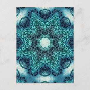 Boho bloemenpaisley turquoise blauwgroen mandala h briefkaart