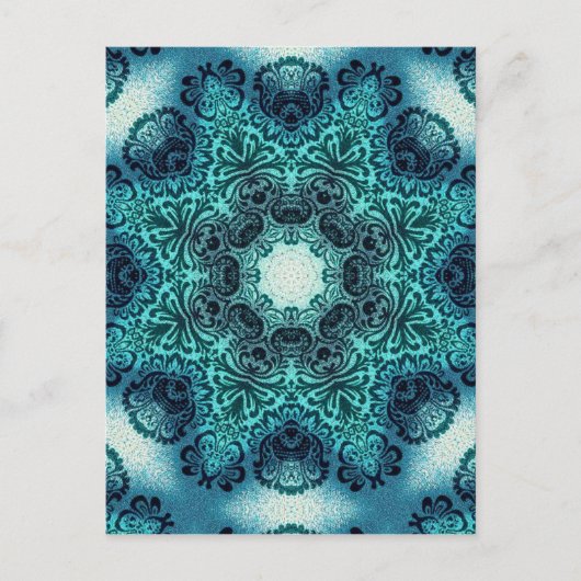 Boho bloemenpaisley turquoise blauwgroen mandala h briefkaart (Voorkant)