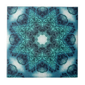 Boho bloemenpaisley turquoise blauwgroen mandala h tegeltje (Voorkant)