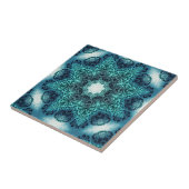 Boho bloemenpaisley turquoise blauwgroen mandala h tegeltje (Zijkant)