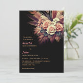 boho bloemenpampas gras bruiloft kaart (Staand voorkant)
