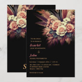 boho bloemenpampas gras bruiloft kaart (Voorkant / Achterkant)