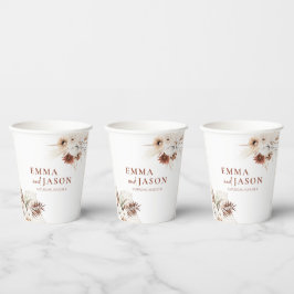 Boho bloemenpampasgras bruiloft papieren bekers