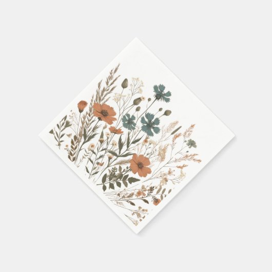 Boho bloemenpapier party servet, wilde bloemen servet (Hoek)