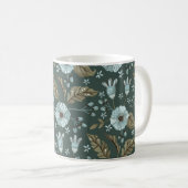 Boho bloemenpatroon blauw koffiemok (Voorkant rechts)