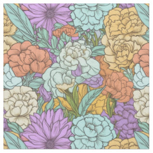Boho Bloemenpatroon-Naadloos Pastelontwerp Stof