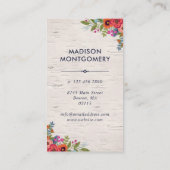 Boho Bloemenpatroon - Navy Blue & Birch Visitekaartje (Achterkant)