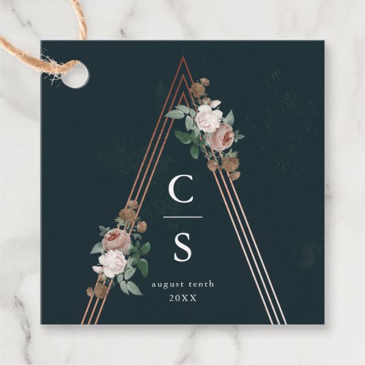 Boho bloemenpiramide structurele bruiloft gunst la bedankjes labels (Voorkant)