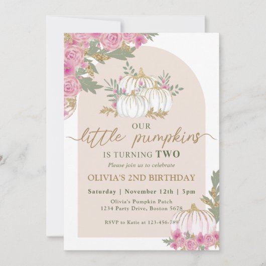 Boho Bloemenpompoen 2e verjaardagsfeestje Kaart (Voorkant)