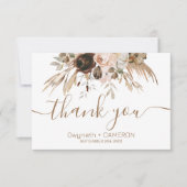 Boho Bloemenpompoen Dank u Bedankkaart (Voorkant)