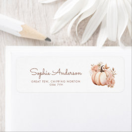 Boho Bloemenpompoen Etiket