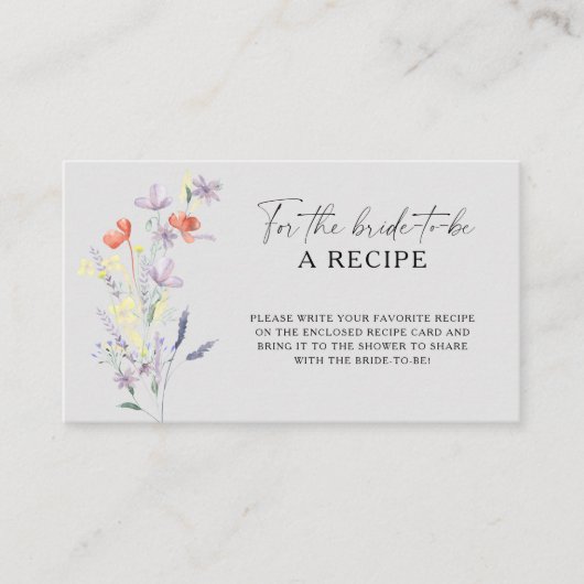 Boho bloemenrecept voor de aanstaande bruid informatiekaartje (Voorkant)