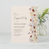 Boho Bloemens Engagement Party Kaart (Staand voorkant)