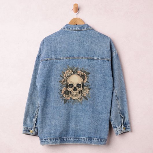  Boho Bloemenschedel  Denim Jacket (Hangar)