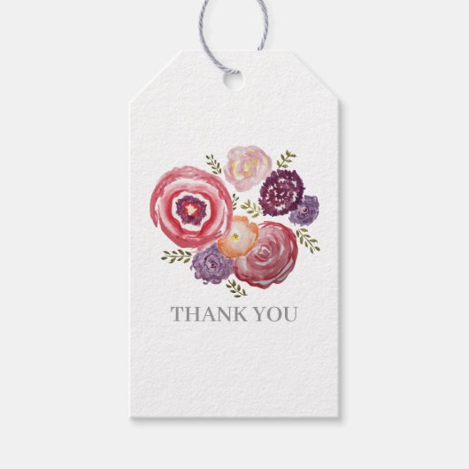 Boho bloemenschildering bedankt cadeaulabel (Voorkant)
