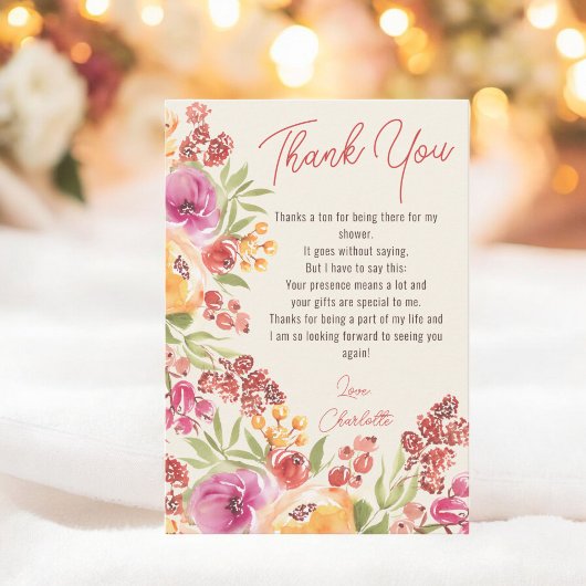 Boho Bloemenschildering Bruiloftsshower Bedankje Bedankkaart
