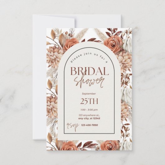 Boho bloemenschildering bruiloftsuitnodiging bedankkaart (Voorkant)