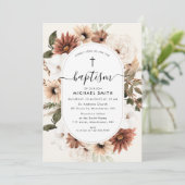 Boho bloemenschrift doop kaart (Staand voorkant)