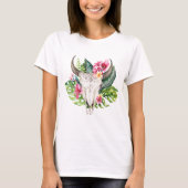 Boho Bloemenskelet Teal Tropisch Eiland Paradijs T-shirt (Voorkant)