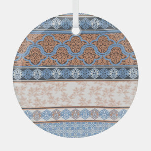 Boho bloemenstrepen: etnisch naadloos Collectie Glas Ornament