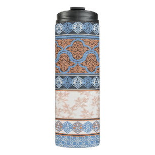 Boho bloemenstrepen: etnisch naadloos Collectie Thermosbeker