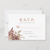 Boho bloementerracotta loof bruiloft RSVP kaartje (Voorkant)