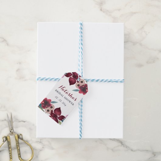 Boho bloementuin bruiloftsborrel cadeaulabel (Met Touw)
