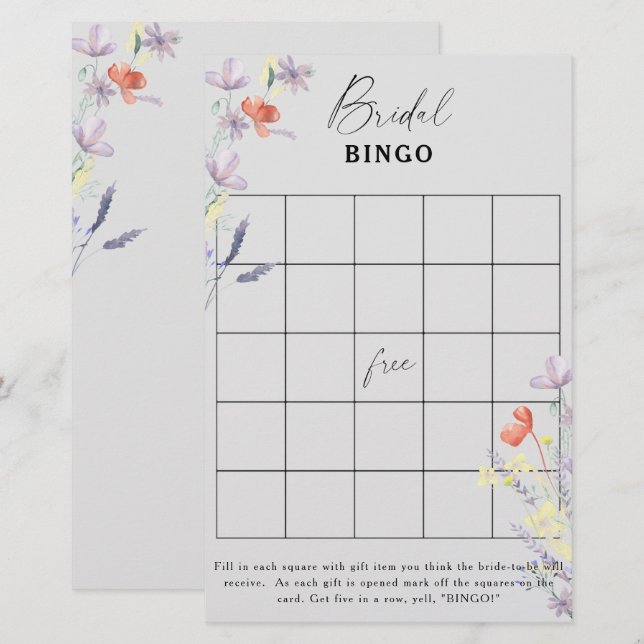 Boho bloementuin bruiloftsfeest bingo spel (Voorkant / Achterkant)