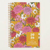 Boho Bloementuin Geel Gepersonaliseerde Naam Planner (Voorkant)