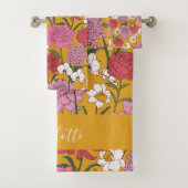 Boho Bloementuin Gele Gepersonaliseerde Naam Bad Handdoek (Insitu)